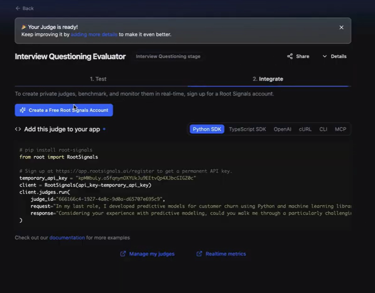 Scorable AI evaluation interface